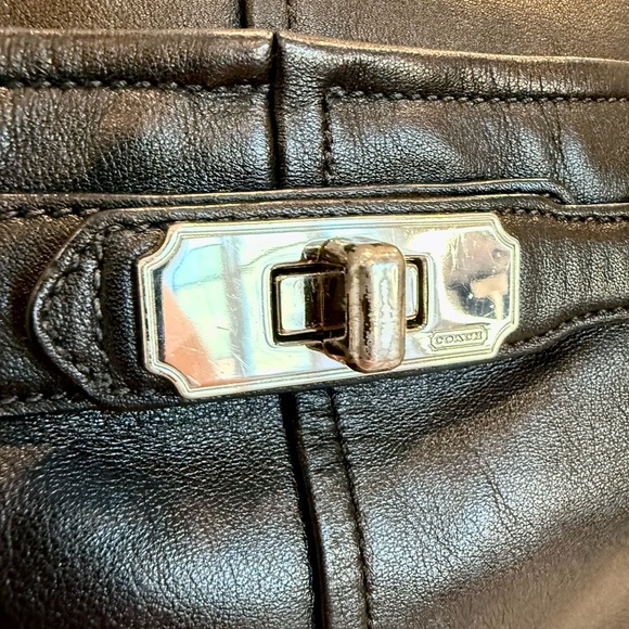 Y2K Coach Ashlyn Chelsea Hobo Bag Black/Metallic Leather Silver Turnlock - Picture 7 of 11